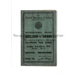 REPUBLIC OF IRELAND V SPAIN 1947 Programme for the International in Dublin 2/3/1947, very slightly