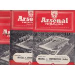 ARSENAL Six programme for matches played at Highbury 1954/5 season Arsenal friendlies v