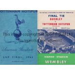 1962 FA CUP FINAL Programme for Tottenham Hotspur v Burnley and Spurs Souvenir Brochure. Generally