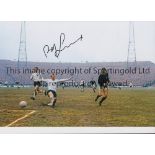 BOBBY LENNOX Autographed 12 x 8 col photo of Lennox shooting at the England goal despite a lunge