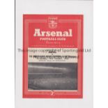 ARSENAL Programme for the home Friendly v Anderlecht 21/10/1953, scores entered. Generally good