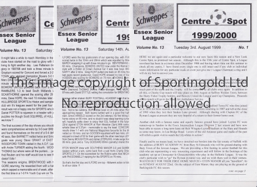 CENTRE SPOT / ESSEX SENIOR FOOTBALL LEAGUE Set of 38 issues for season 1999/2000 missing issued