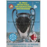 1993 CHAMPIONS LEAGUE FINAL Programme for the first Champions League final after the rebranding from