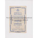 EVERTON V LIVERPOOL 1945 Programme for the FL North match at Everton 29/12/1945, slightly creased