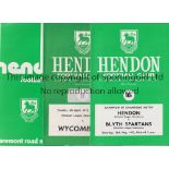 HENDON FC Nineteen home programmes 1964 - 1982 includes 6 X 1960's and 11 X 1970's including v Blyth