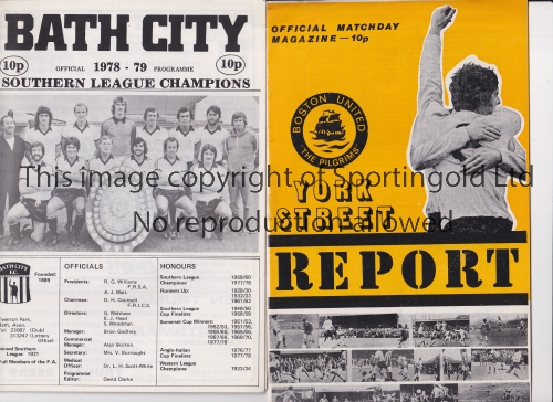 NON-LEAGUE CHAMPIONS TROPHY FINAL 1979 Programme for both legs of Boston United v Bath City. Good