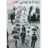 MAN UNITED Autographed 12 x 8 b/w photo of the 1963 FA Cup Final teams walking out onto the field of