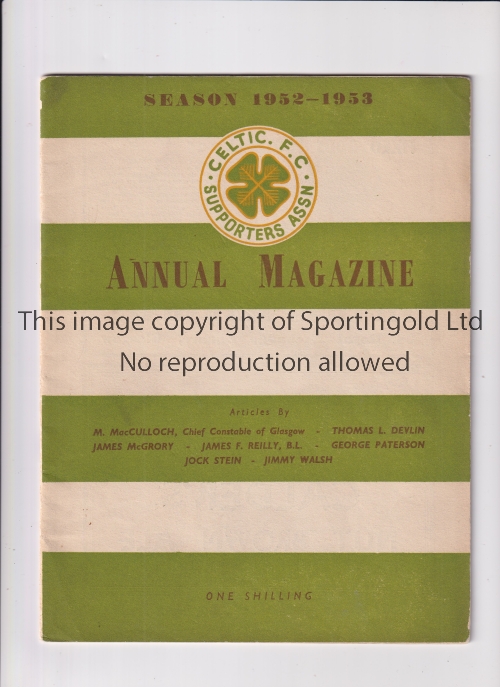 CELTIC Supporters' Association Annual for 1952/3. Generally good