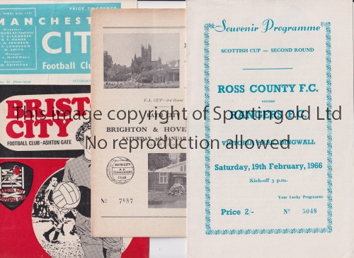 FOOTBALL PROGRAMMES Ten programmes: Ross County v Rangers 65/6 SC, Bath City v Brighton 59/60 FA