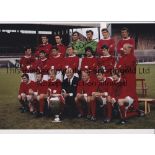 MAN UNITED Autographed 12 x 8 col photo of the 1968 European Cup winning squad posing with their