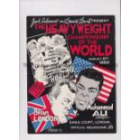 MUHAMMAD ALI V BRIAN LONDON 1966 Programme for the Heavyweight Championship of the World bout at