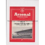 ARSENAL Programme for the home Friendly v Racing Club de Paris 27/4/1954. Good