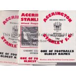 ACCRINGTON STANLEY Four home programmes v Middlewich 80/1, Rhyl 82/3, Glossop and Lancaster City