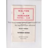 TOTTENHAM HOTSPUR Programme for the away Friendly v Walton & Hersham 22/9/1965, vertical fold.