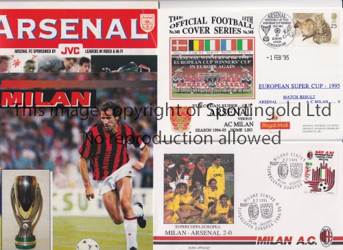 1995 UEFA SUPERCUP / ARSENAL V AC MILAN Eleven items relating to both legs. At Arsenal: programme,