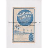 QUEEN'S PARK RANGERS V MANSFIELD TOWN 1938 Programme for the League match at Rangers 1/10/1938,