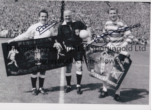 DAVE MACKAY / BILLY McNEILL Autographed 12 x 8 b/w photo of the Celtic and Tottenham captains posing