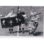 DAVE MACKAY / BILLY McNEILL Autographed 12 x 8 b/w photo of the Celtic and Tottenham captains posing