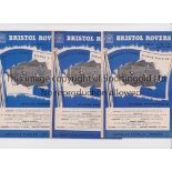 BRISTOL ROVERS Ten home programmes for 1954/5 season v Blackburn, Lincoln, Ipswich, Chelsea FA