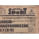 SCOTLAND V HUNGARY 1938 'Nemzeti Sport' Hungarian daily sports newspaper 8/12/1938, from the day