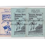 BRISTOL ROVERS Three home programmes for 1950/1 season v Swindon, Newport Co. and Bristol City,