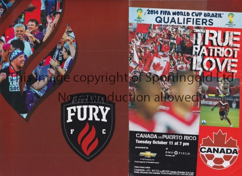 CANADIAN FOOTBALL PROGRAMMES Three programmes: Canada homes v St. Lucia and Puerto Rico with ticket,