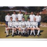 JIMMY ROBERTSON Autographed 12 x 8 col photo of Tottenham's 1967 FA Cup winning team posing with