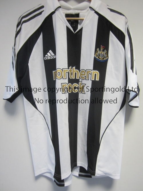 SCOTT PARKER / NEWCASTLE UNITED MATCH WORN SHIRT Short sleeve black & white stripes Adidas shirt