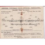 ARSENAL Programme for the home League match v Sheffield Wednesday 2/5/1928, staples rusted away.