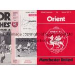 LEYTON ORIENT Eleven home programmes including Man. Utd. 74/5, Colchester Utd. 70/1 London Mid-