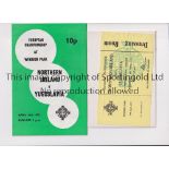 NORTHERN IRELAND V YUGOSLAVIA 1975 / AUTOGRAPHS Programme and unused Dressing Room ticket for the