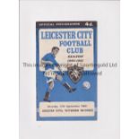 TOTTENHAM HOTSPUR 1960/1 Programme for the away League match v Leicester City 17/9/1960, vertical
