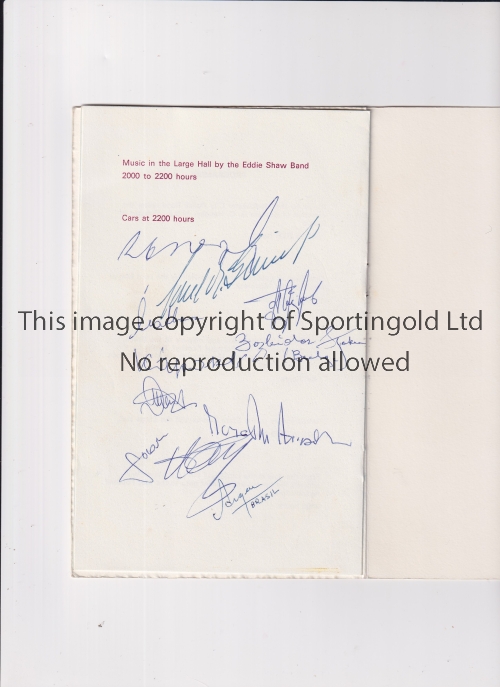 1966 WORLD CUP / MANCHESTER RECEPTION / AUTOGRAPHS Scarce programme for the reception in the Town