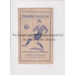 CHESTERFIELD V BLACKBURN ROVERS 1937 Programme for the League match at Chesterfield 27/12/1937,