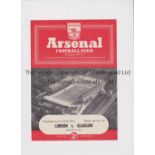 LONDON BOYS V GLASGOW BOYS AT ARSENAL 1955 Programme for 14/5/1955 including Pat Crerand. Very