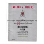 ENGLAND V IRELAND 1936 AT STOKE CITY Programme fore the International on 18/11/1936, minor repairs