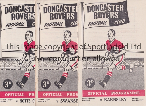 DONCASTER ROVERS Eight home programmes for season 1957/8 including Airdrie and Liverpool.