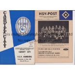 CARDIFF CITY V HAMBURG SV 1968 Programme for both legs of the ECWC Semi-Final. Good