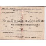 ARSENAL Programme for the home League match v Birmingham 30/4/1927, slight horizontal crease and