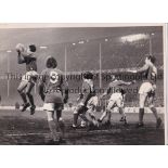 EVERTON V MANCHESTER UNITED / PRESS PHOTO A b/w 12" X 9" action Press photo with paper notation on