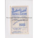 ARSENAL Programme for the away Football Combination match v Southend United 7/2/1953, 4 punched