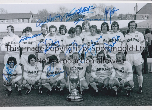 LEEDS UNITED Autographed 12 x 8 b/w photo of the 1974 First Division winners posing with their