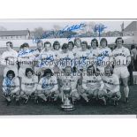 LEEDS UNITED Autographed 12 x 8 b/w photo of the 1974 First Division winners posing with their
