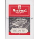 ARSENAL Programme for the home Youth Cup tie v Leyton Orient 6/11/1954, slight horizontal crease.