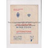 1947 AMATEUR CUP FINAL AT ARSENAL Programme for Wimbledon v Leytonstone 19/4/1947 at Highbury,