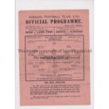 ARSENAL V TOTTENHAM HOTSPUR 1943 Single sheet programme for the home FL South match for Arsenal 13/