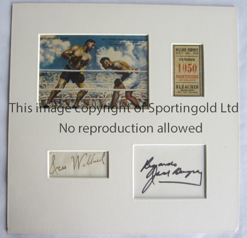 JACK DEMPSEY V JESS WILLARD 1919 / AUTOGRAPHS / MOST BRUTAL FIGHT IN HISTORY Original ticket stub