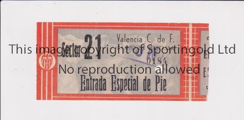 1956 VALENCIA v GLASGOW RANGERS Friendly played 3/6/1956 at the Mestalla, Valencia. Original match