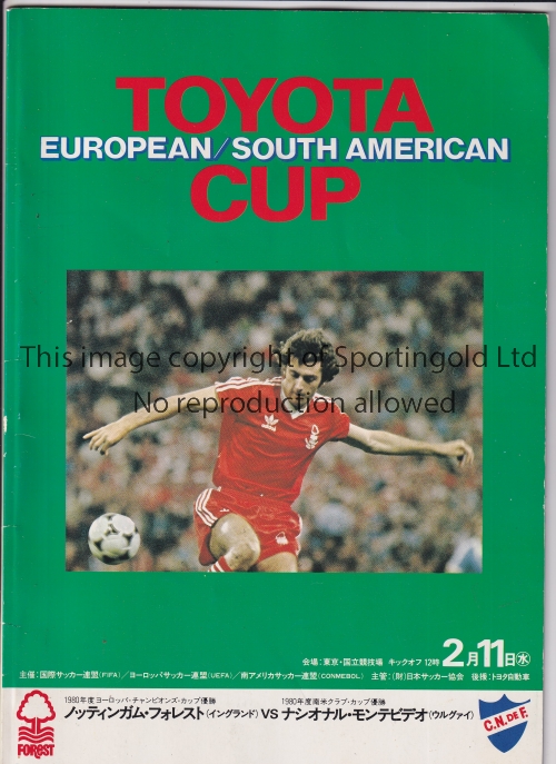 FIRST WORLD CLUB CHAMPIONSHIP FINAL IN TOKYO Programme for the game in Japan 1980 Nacional v