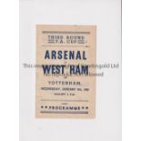 ARSENAL Pirate programme issued by Ross for the home FA Cup tie v West Ham United 9/1/1946, slightly